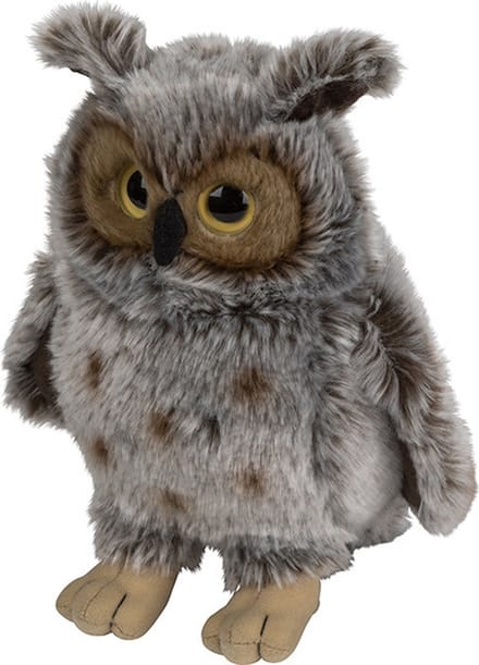 Nature Planet Pluche Oehoe uil - knuffeldier - 22 cm - vogels/uilen knuffels