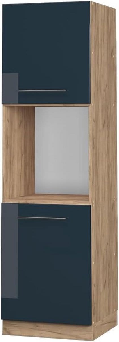 Vicco Oven conversion cabinet "Fame-Line", Dark blue high-gloss/Powerful oak gold, 60 cm open
