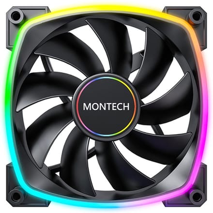 MONTECH Montech AX140 PWM ARGB Lüfter - 140mm, schwarz PC-ventilator Zwart (b x h x d) 140 x 140 x 25 mm Incl. LED-verlichting