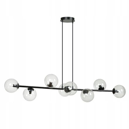 Emibig Rossi Hanglamp 8xE14 Zwart/Transparant, 130cm Breedte
