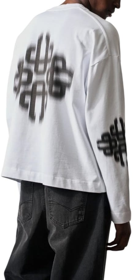 The Couture Club Heren T-shirt Wit TCCM3190 Motion Blurred Long Sleeve