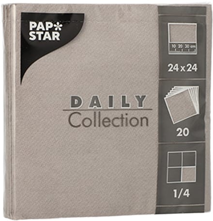 20x 20 Servetten DAILY Collection 1/4 vouw 24 cm x 24 cm grijs