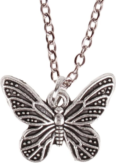Kinderketting 45cm - Hangertje Vlindertje zilverkleurig 2cm
