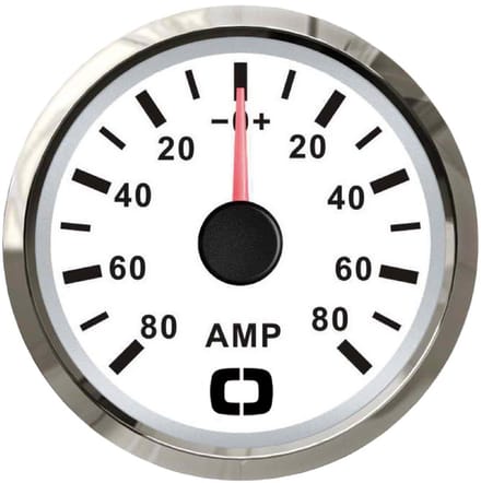 Osculati 12/24V witte Ampèremeter met Shunt 80A Ø51mm gatmaat | 27.322.24