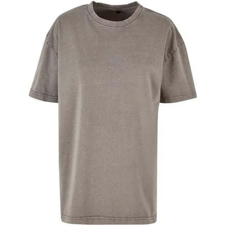 Build your Brand Ladies Oversized Acid Wash Tee BY270 - Asphalt - M