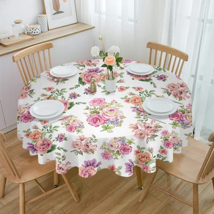 Plant Bloem Bladeren Rond Tafelkleed Waterdicht Tafelkleed Voor Bruiloft Feest Decoratie Eettafelkleed Diameter 153cm