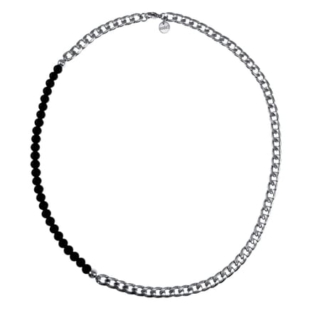 57cm x 7mm Ketting Heren - RVS - Cubaanse Schakelsketting met Onyx