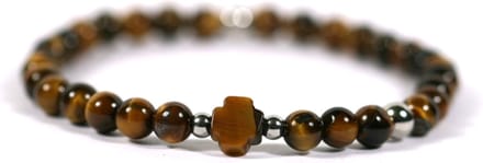Heren armband edelsteen tijgeroog 6mm - Ibizamen 21cm