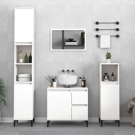 vidaXL - Badkamerkast - 30x30x190 - cm - bewerkt - hout - wit