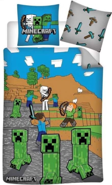 Minecraft Dekbedovertrek fight 140 x 200 cm - 63 x 63 cm - Polyester