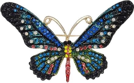 Fako Bijoux® - Broche - Vlinder - 76x44mm - Blauw/Groen