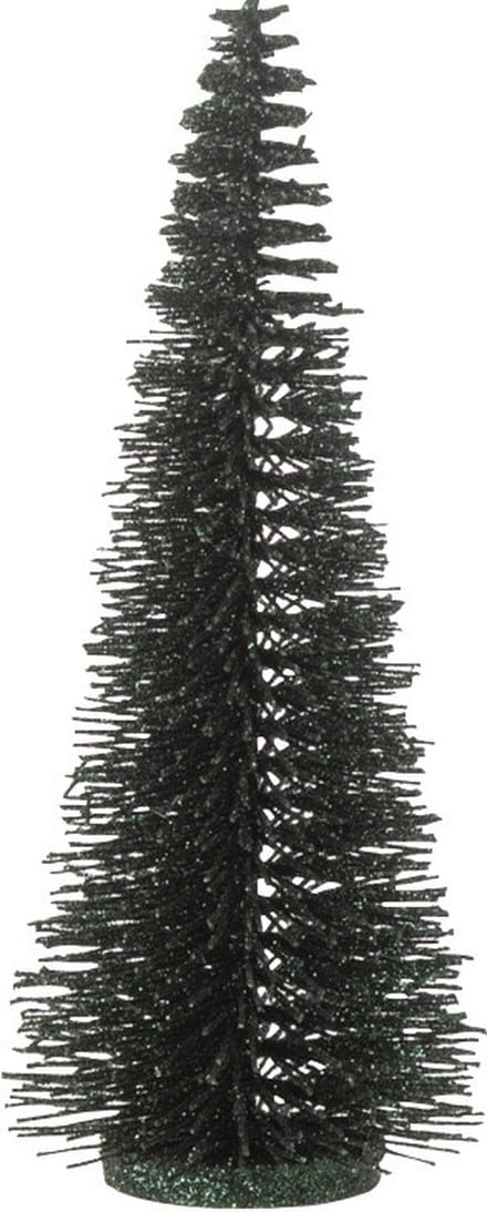 J-Line decoratie Kerstboom Glitter - kunststof - donkergroen - small