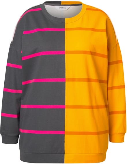 Angel of Style - Dames - Sweatshirt oversized strepenmix - Antraciet - Maat 52
