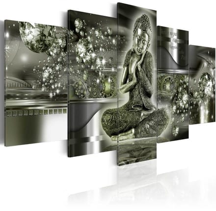 Schilderij - Smaragd Budda, 5luik