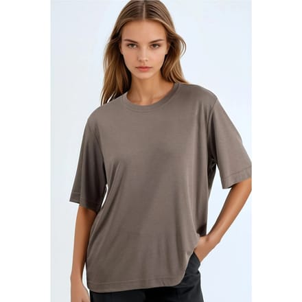 Overmaatse Coltrui Geribbelde T-Shirt