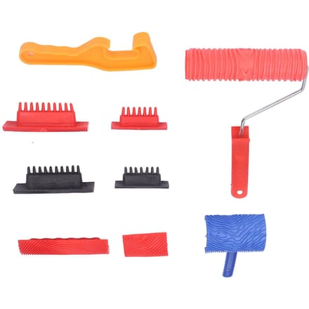 Houtnerf Gereedschap Nerfpatroon Verfroller Huisdecoratie Set Kit voor Muur red