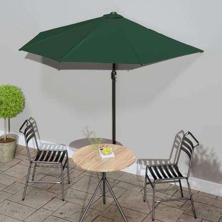vidaXL - Balkonparasol - half - met - aluminium - paal - 270x144 - cm - groen