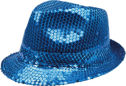 Hoed Popstar - Pailletten - Blauw - Disco - Glitter Hoed - One Size