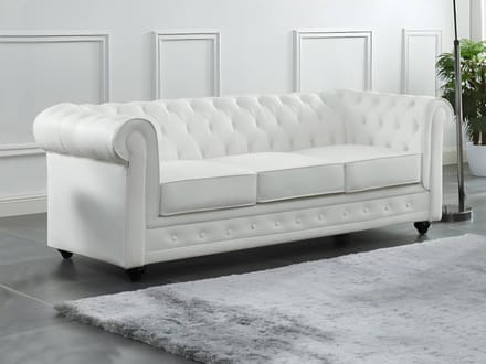 Vente-unique Driezitsbank van buffelleer CHESTERFIELD - Wit