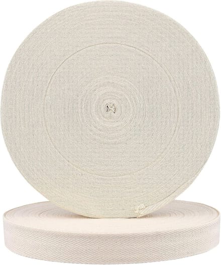 2 stuks 2.5cm x 50m Herringbone Katoenen Webbing, Ideaal voor Naaien, Handwerken en DIY-projecten