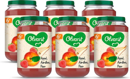 Olvarit Fruithapje 6+ Maanden – Appel Aardbei Peer - 6 x 200g