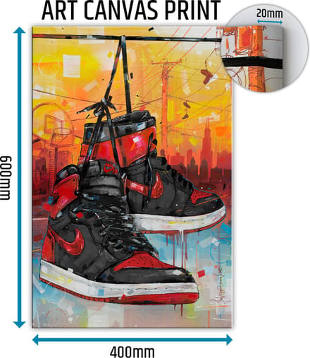 Sneaker canvas powerlines banned bred 40x60 cm