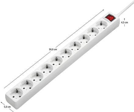 Hama Stekkerdoos met schakelaar - 10-voudig - 3m kabel - Wit