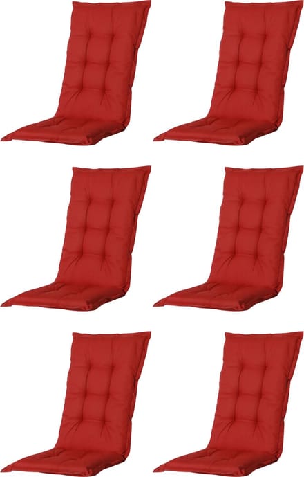 Madison - Tuinkussen - Universeel - Lage Rug - 6 st. - Basic Red - 105x50cm - Rood - Tuinstoelkussens - Standenstoel