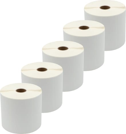 DULA Compatible Zebra Labels 100x60mm - 1250 etiketten per rol - kern 25mm - Wit - Permanent - 5 rollen
