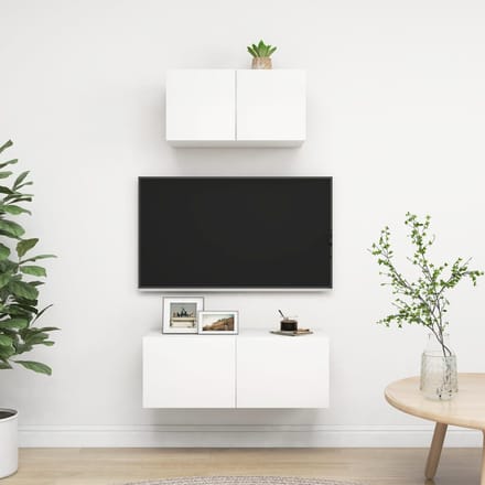 vidaXL - 2-delige - Tv-meubelset - bewerkt - hout - wit