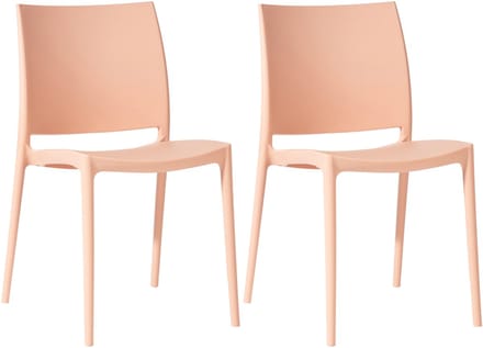 CLP Meton Set van 2 Tuinstoelen - Stapelbaar - Onderhoudsvriendelijk - Weerbestendig - perzik