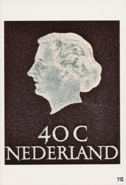 Briefkaart met afbeelding koningin Juliana postzegel