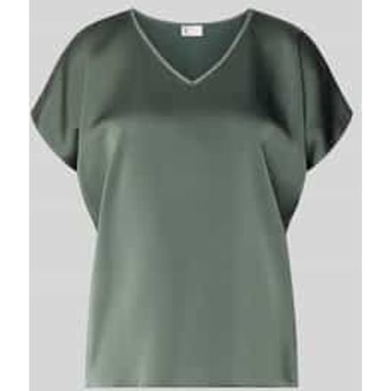 Blouseshirt van satijn met V-hals