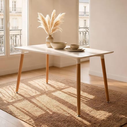 Eettafel - Eetkamertafel - Keuken Woonkamer - Scandinavisch Design - 120 x 70 cm - Wit