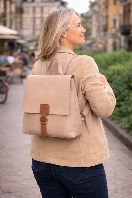 THL Design - Dames Rugtas / Schoudertas - Kleine rugzak - Tas Taupe
