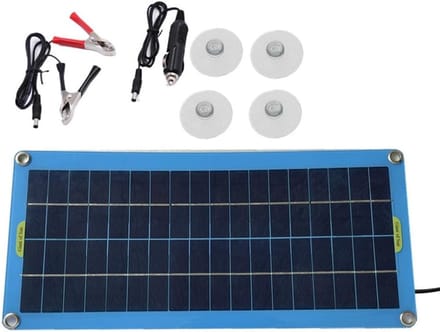 Zonnepaneel Oplader - Accu Lader - Auto Boot Camping - Terugloopbeveiliging - 20 Watt - Blauw Zwart