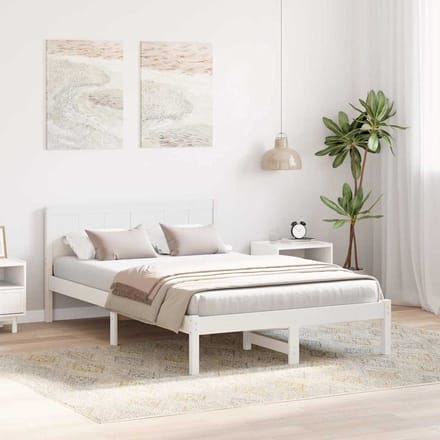 vidaXL - Bedframe - Wit - 140 - x - 190 - cm - Massief - grenenhout