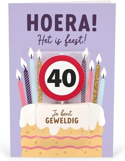 Verjaardagskaart met kaars | 40 jaar | Je bent geweldig