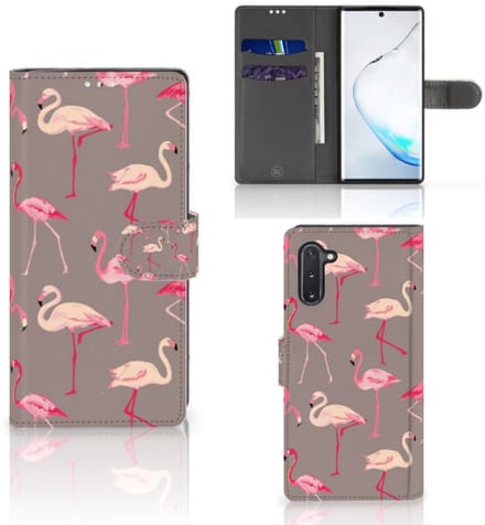 Samsung Galaxy Note 10 Telefoonhoesje met Pasjes Flamingo