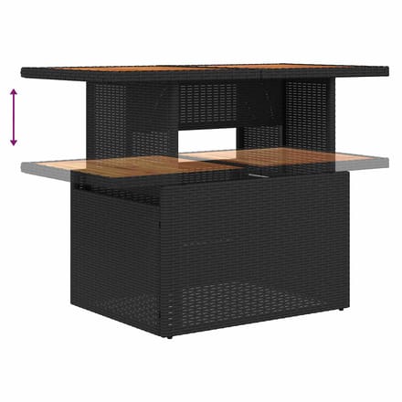 vidaXL - Tuinbank - Set - 7 - st - Zwart - poly - rattan