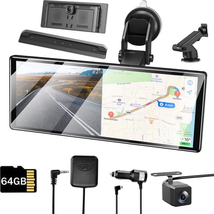 ESSGOO 11,3 Inch Draadloos CarPlay & Android Auto Scherm – Portable Auto Display - Met Voorcamera – IPS Touchscreen – BT/GPS/FM/AUX/64GB