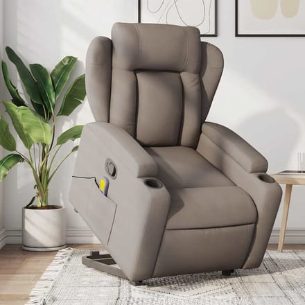 vidaXL - Sta-op-massagestoel - verstelbaar - stof - taupe