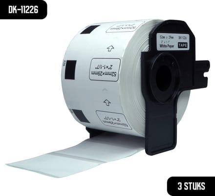 DULA Brother Compatible DK-11226 - Voorgestanst label - 3 rollen - 52 x 29 mm - 1000 labels per rol