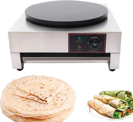Pannenkoek Machine - Crêpe Maker - Bakken & Braden - Instelbare Temperatuur - 45cm Breed - Zilver