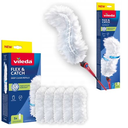 Vileda Flex&Catch Stofbezem - lange steel - 1 + 5 navulling inbegrepen - antislip