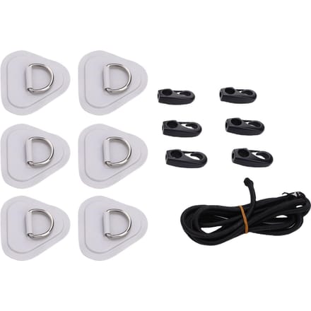RVS D-ring Patch Kit Driehoekig met Elastische Koordhaken D-ring PVC Patch voor Opblaasbare Boot Vlot Dinghy grijs