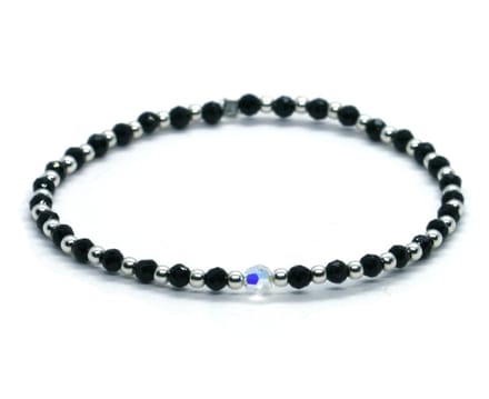 Heaven Eleven - meisjes - armband - zilver - swarovski - onyx - 3 mm