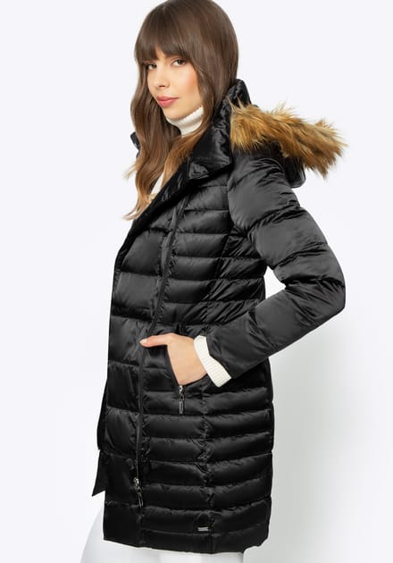 Wittchen Dames Donsjack met Asymmetrische Sluiting Zwart Nylon