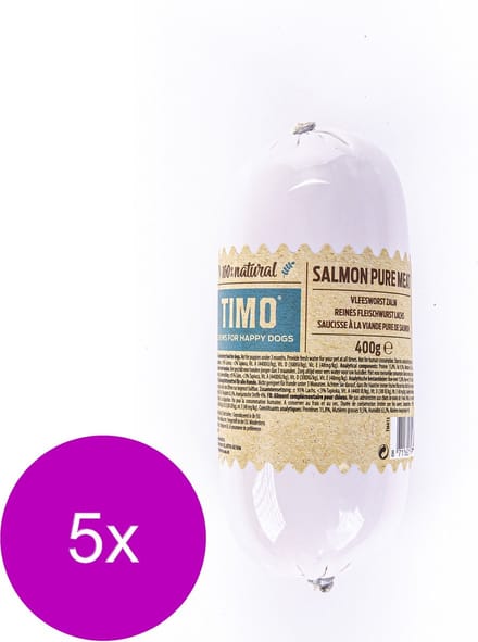 Timo Vleesworst Zalm - Hondensnacks - 5 x 400 g