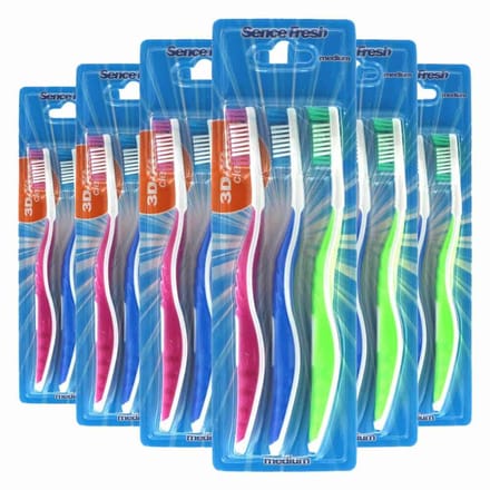 Sence - Tandenborstels 3D-Extra Clean Medium - 6 x 3 stuks - Voordeelverpakking